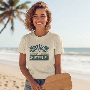 Camiseta Club de Pickleball Atardecer Retro