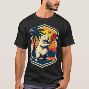 Camiseta Club de Pickleball Capybara Logo Retro Deportes Vi