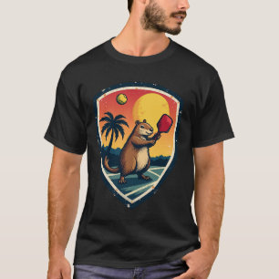 Camiseta Club de Pickleball Capybara Logo Retro Deportes Vi