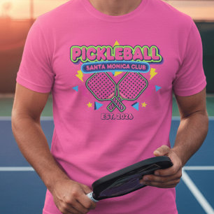 Camiseta Club de Pickleball Neon Retro 80 Personalizado 