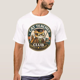 Camiseta Club de Profesores Gatos Insignia Retro