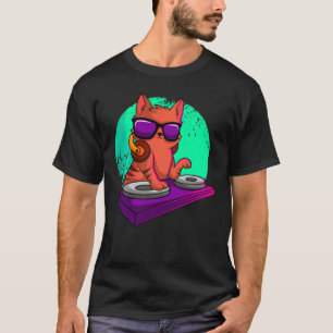 Camiseta Club De Radio De Gato De Jockey De Disco Dj Turnta
