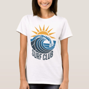 Camiseta Club de Surf Arte Retro Onda del Océano Sol Verano