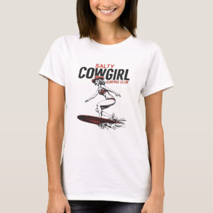 Camiseta Club de Surf Salty Cowgirl Chica de Surf Retro