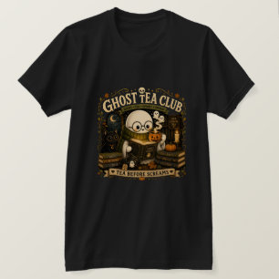 Camiseta Club de Té Fantasma Bibliófilo Halloween Retro
