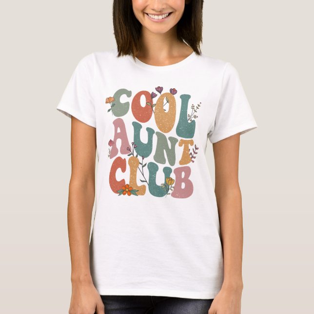 Camiseta Club de tía Guay, texto floral retro, tee de regal (Anverso)