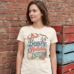 Camiseta Club de Vacaciones Playero Navidad Costera Retro