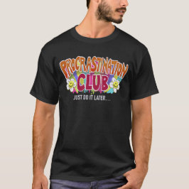 Camiseta Club Divertido de Procrastinación Retro Arcoíris