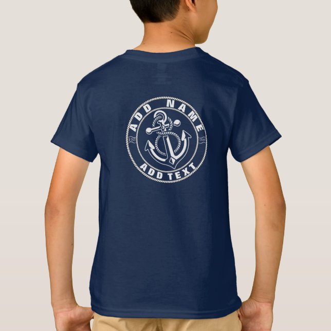 Camiseta Club náutico Blue Nautical Anchor barco puerto dep (Reverso)