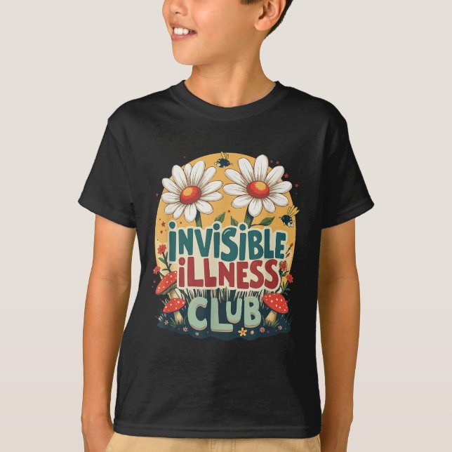 Camiseta Club Social Cute Invisible Illness, floral Hidden (Anverso)