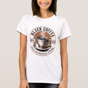 Camiseta Club Social de Café Negro Diseño Divertido