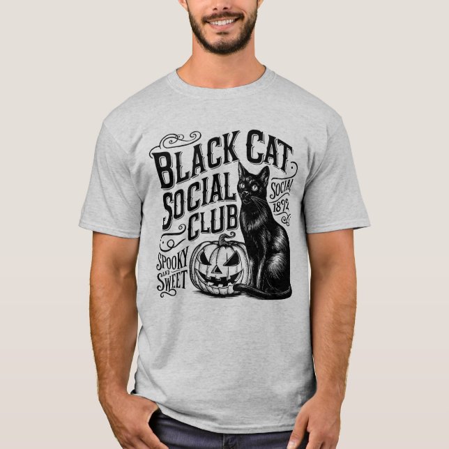 Camiseta Club social de gatos negros de Halloween Gothic Sp (Anverso)