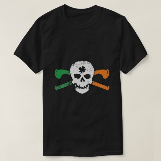 Camiseta Clubes irlandeses de cráneo y cruces Shillelagh Sh (Diseño del anverso)