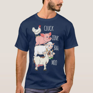 Camiseta Cluck Oink Baa Moo  Chicken Pig Sheep Cow Farmer