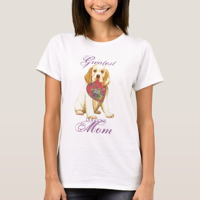 Camiseta Clumber Spaniel Heart Mom (Anverso)