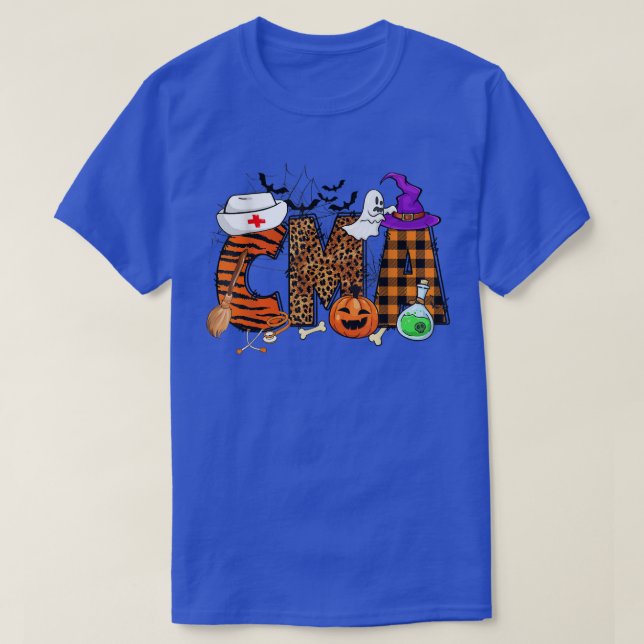 Camiseta CMA Cute Ghost and Pumpkin Hal retro Leopardo plai (Diseño del anverso)