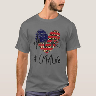 Camiseta CMA Life Heart American Flag Stethoscope H