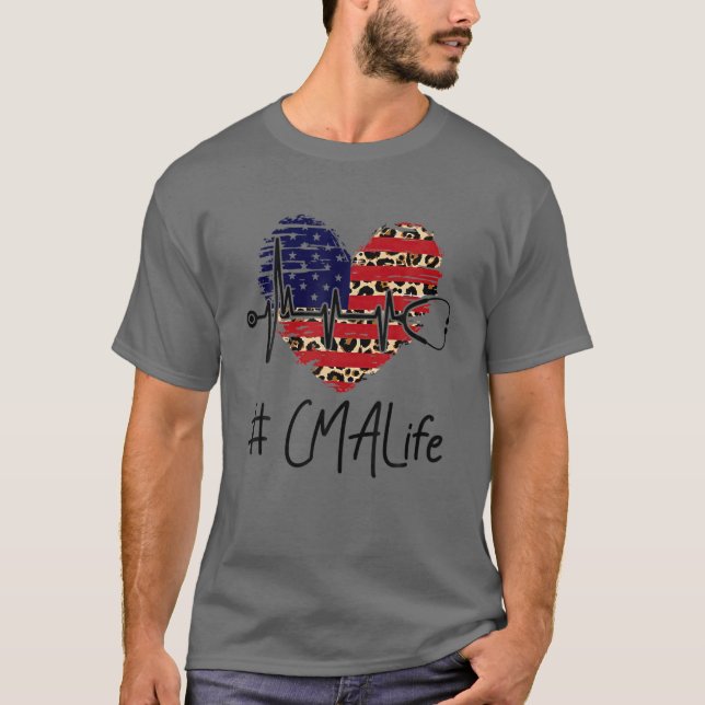 Camiseta CMA Life Heart American Flag Stethoscope H (Anverso)