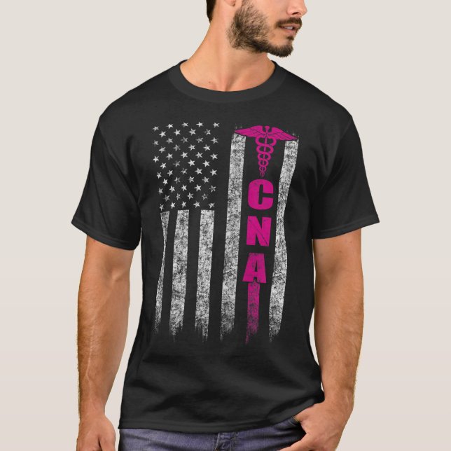 Camiseta CNA Bandera Americana Enfermera del Orgullo Patrió (Anverso)