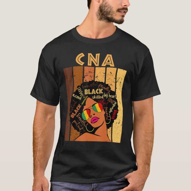 Camiseta CNA Certified Nursing Assistant Afro Black History (Anverso)