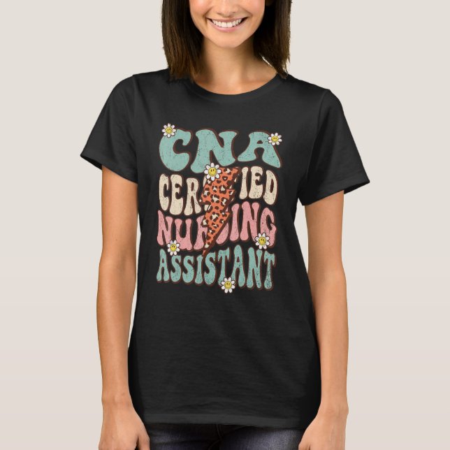 Camiseta CNA Certified Nursing Assistant Retro Groovy Nursi (Anverso)