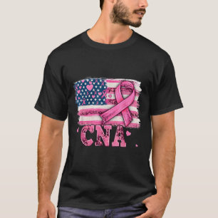 Camiseta Cna Enfermera Bandera Americana Cinta Rosa Cáncer 