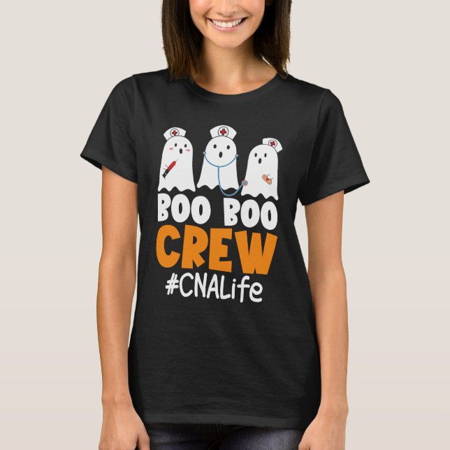 Camiseta CNA Life Boo Boo Crew Nurse Ghost Halloween Costum (Anverso)