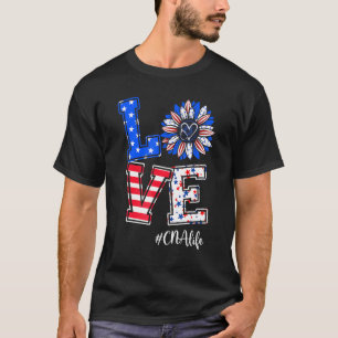 Camiseta Cna Life Love Happy July 4 Day Flag Fir