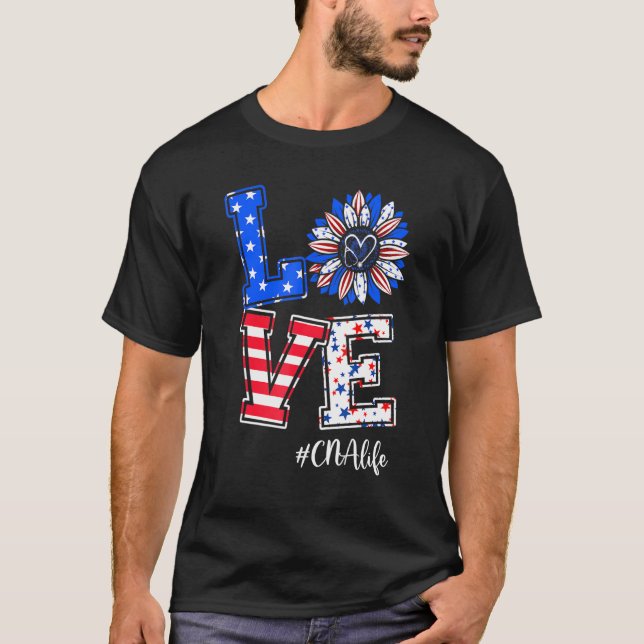 Camiseta Cna Life Love Happy July 4 Day Flag Fir (Anverso)