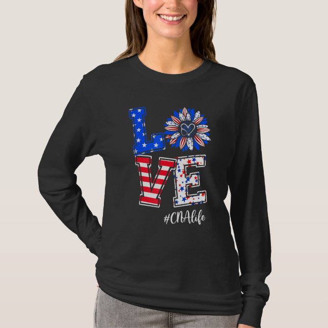 Camiseta Cna Life Love Happy July 4 Day Flag Fir (Anverso)