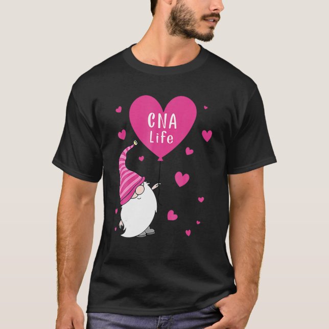 Camiseta CNA Life Valentine Gnome Nurse Valentines Day (Anverso)