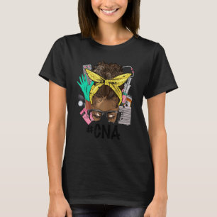 Camiseta CNA Messy Bun Afro Hair Enfermera africana Saludab