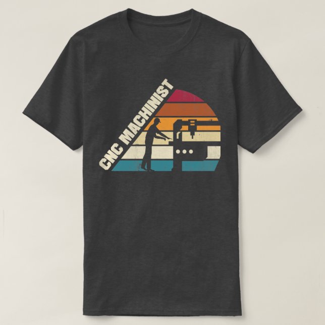 Camiseta Cnc Machinist Metalworker Machining Silhouette (Diseño del anverso)