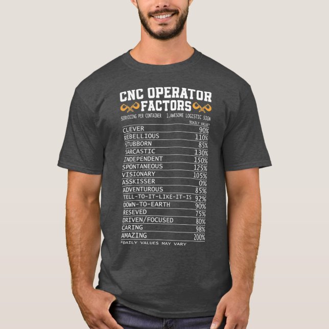 Camiseta CNC Operator Factor Funny CNC Machine Machinist (Anverso)