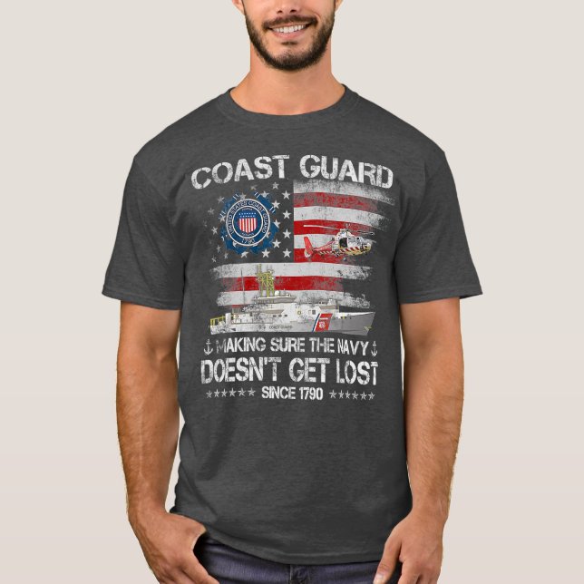 Camiseta Coast Guard Veteran Tshirt USCG American Flag (Anverso)