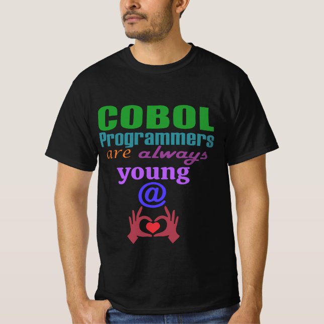 Camiseta Cobol Programmers Are Always Young At Heart (Anverso)