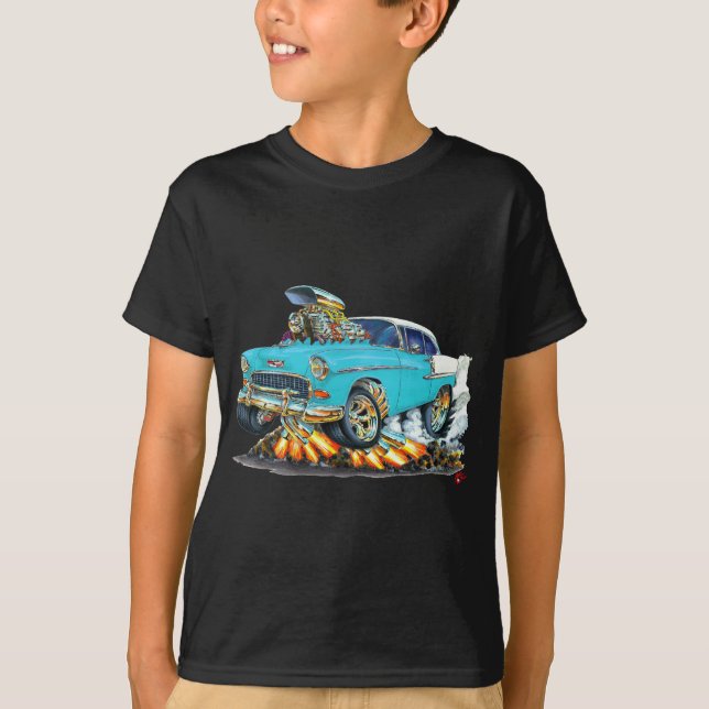 Camiseta Coche 1955 de la turquesa de Chevy Belair (Anverso)