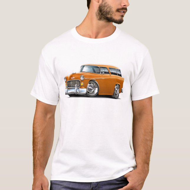 Camiseta Coche 1955 del naranja del nómada de Chevy (Anverso)