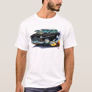 Camiseta Coche 1955 del negro del nómada de Chevy