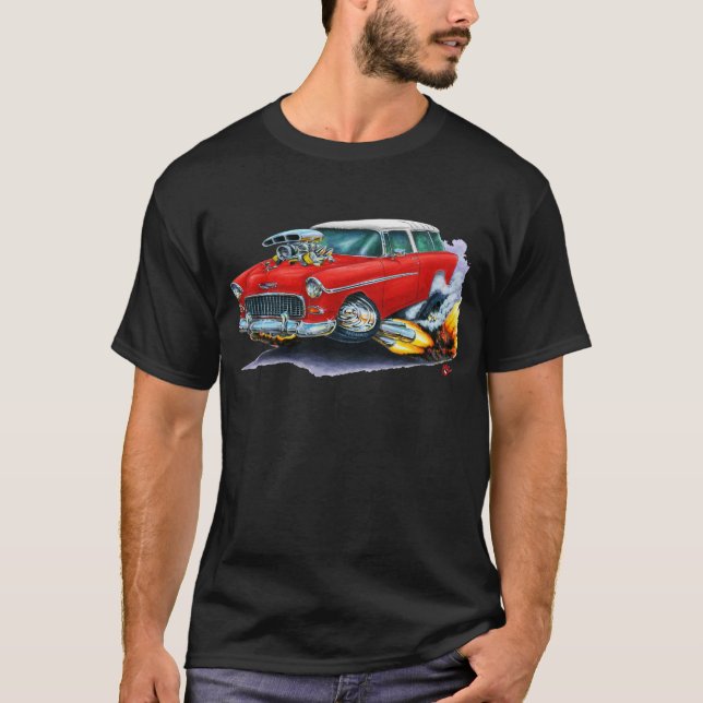 Camiseta Coche 1955 del rojo del nómada de Chevy (Anverso)