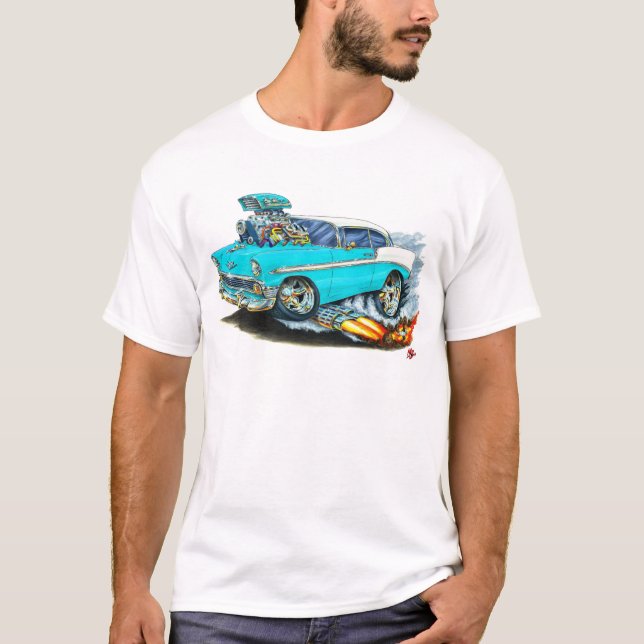 Camiseta Coche 1956 de la turquesa de Chevy 150-210 (Anverso)
