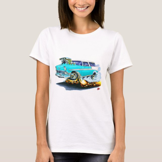 Camiseta Coche 1956 de la turquesa del nómada de Chevy (Anverso)