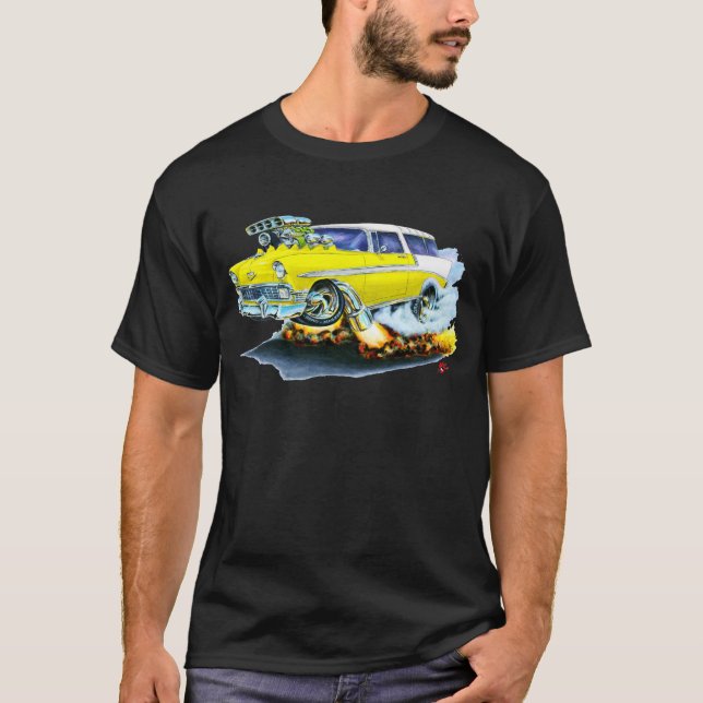 Camiseta Coche 1956 del amarillo del nómada de Chevy (Anverso)
