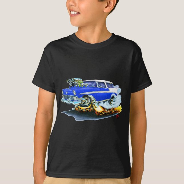 Camiseta Coche 1956 del azul del nómada de Chevy (Anverso)