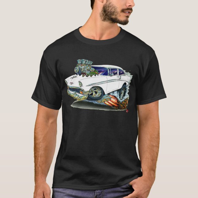 Camiseta Coche 1956 del blanco de Chevy Belair (Anverso)