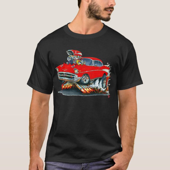 Camiseta Coche 1957 del rojo de Chevy Belair (Anverso)