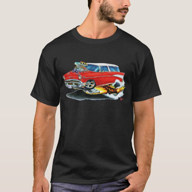 Camiseta Coche 1957 del rojo del nómada de Chevy (Anverso)