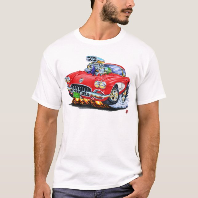 Camiseta Coche 1958-60 del rojo del Corvette (Anverso)