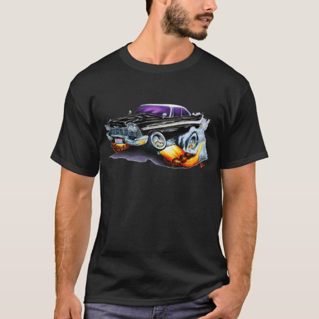 Camiseta Coche 1958 del negro de la furia de Plymouth (Anverso)