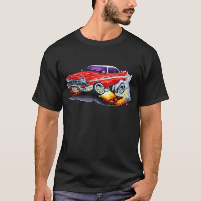 Camiseta Coche 1958 del rojo de la furia de Plymouth (Anverso)